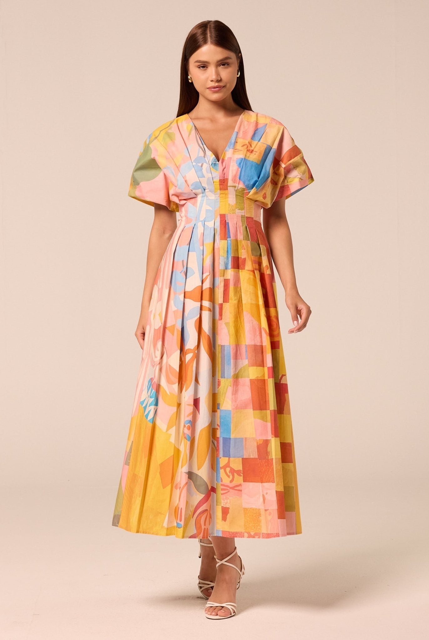 Printed Kimono Sleeve Cotton Dress - shopaleena
