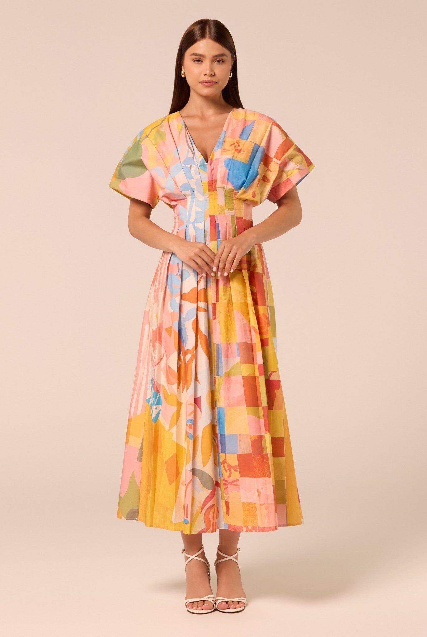 Printed Kimono Sleeve Cotton Dress - shopaleena