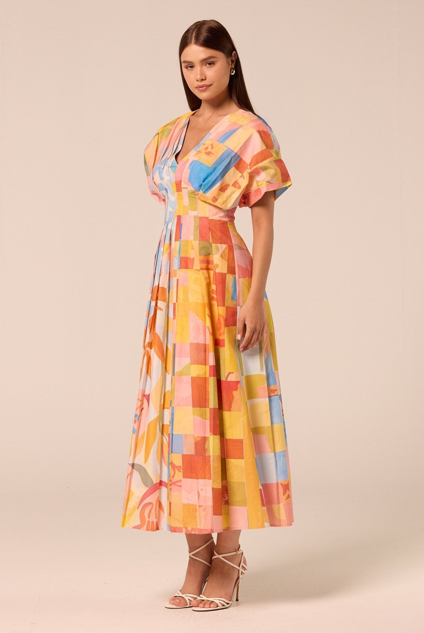 Printed Kimono Sleeve Cotton Dress - shopaleena