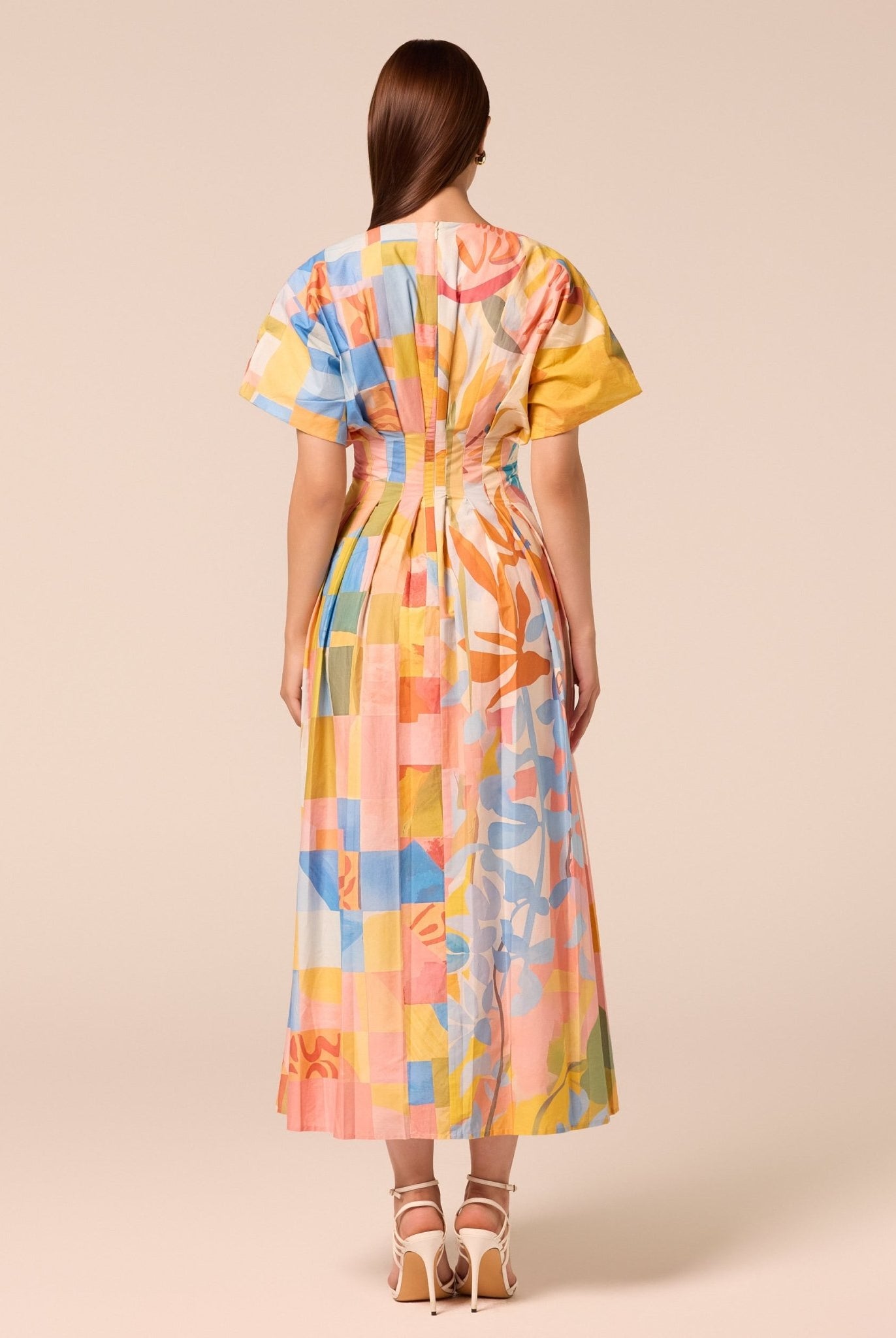 Printed Kimono Sleeve Cotton Dress - shopaleena