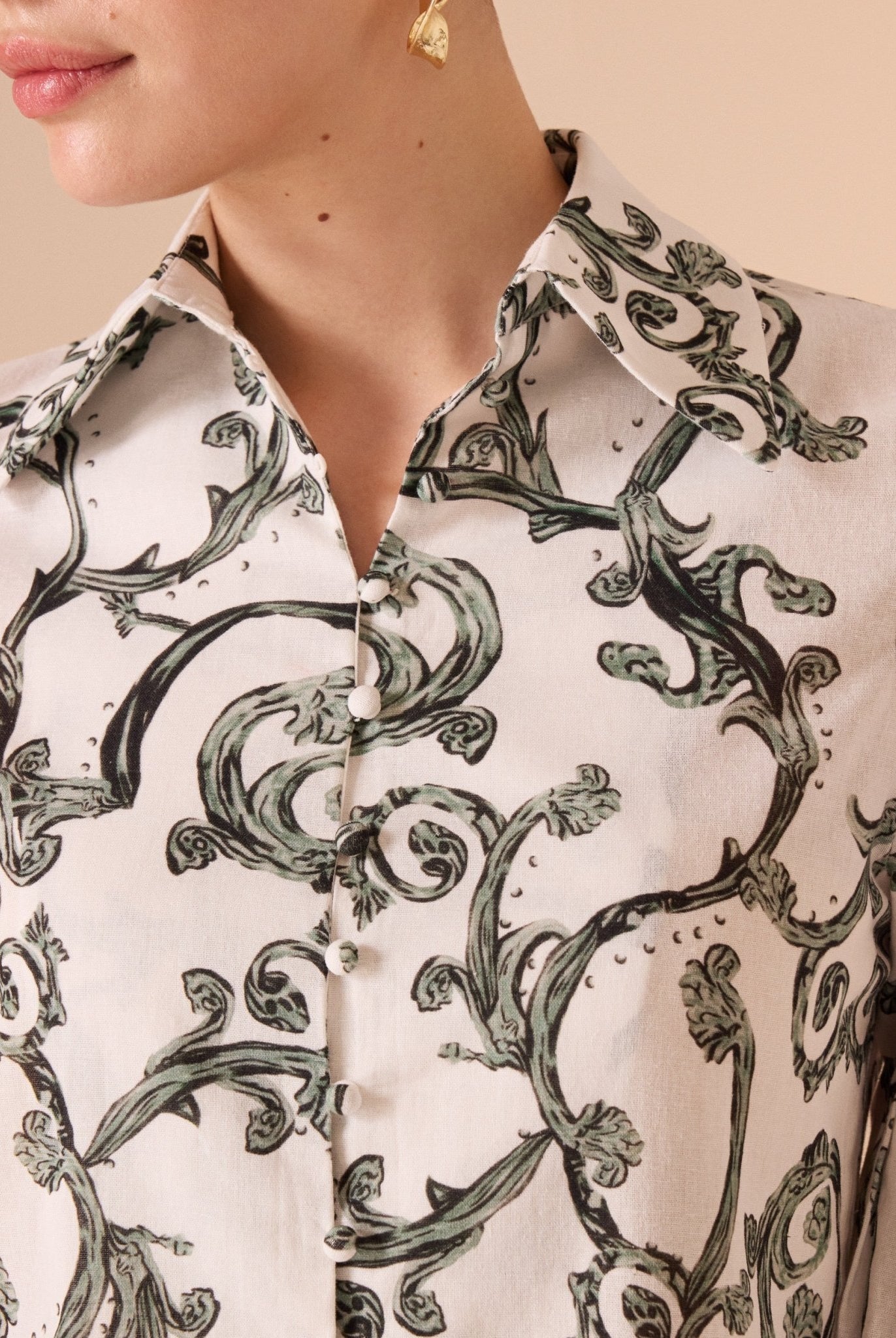 Printed Linen Shirt - shopaleena