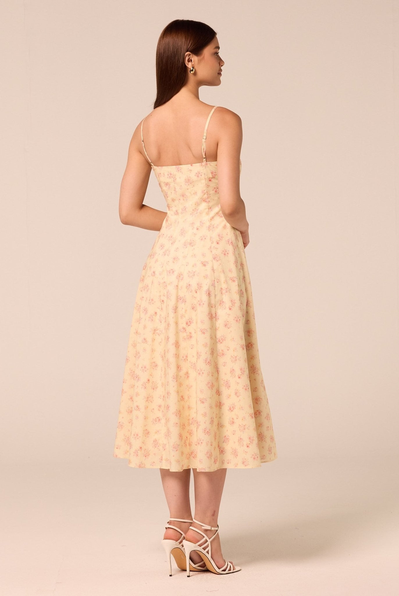 Printed Spaghetti Strap Midi Dress - shopaleena