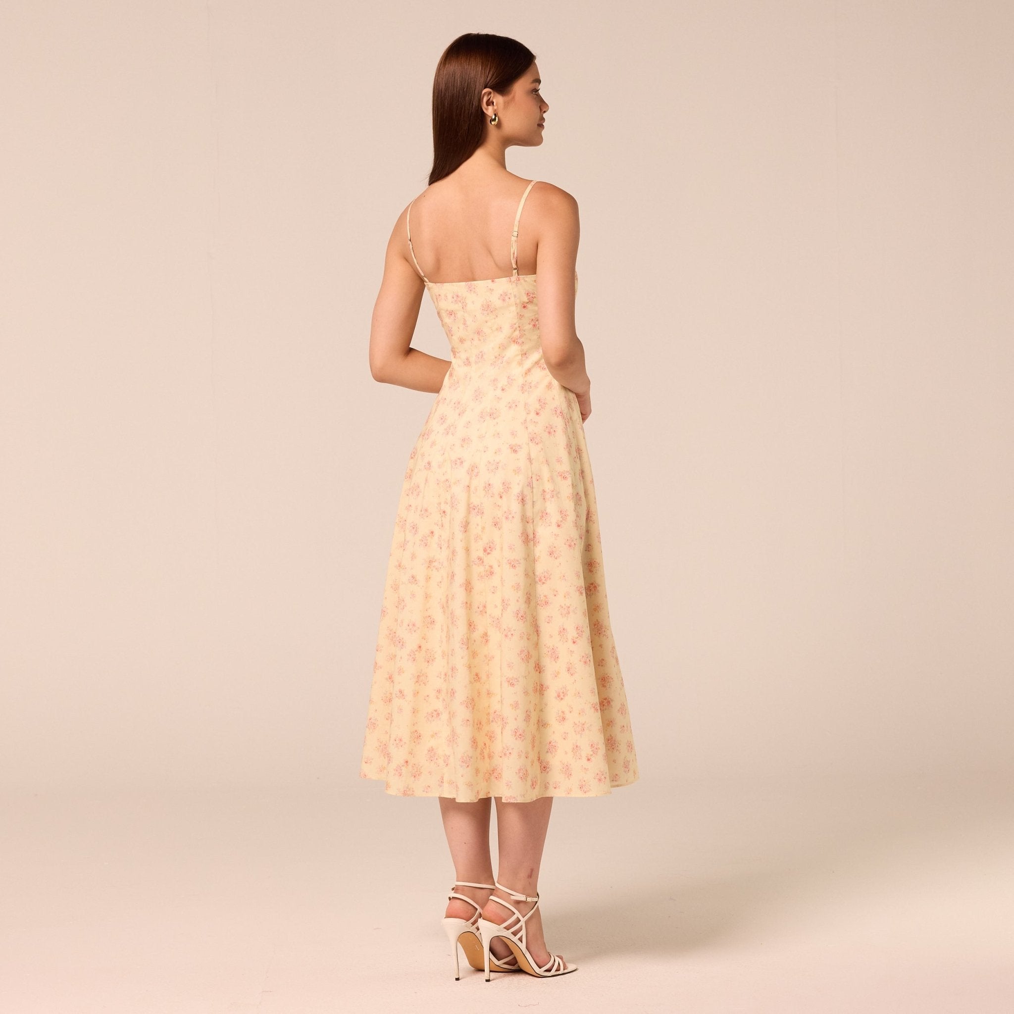 Printed Spaghetti Strap Midi Dress - shopaleena