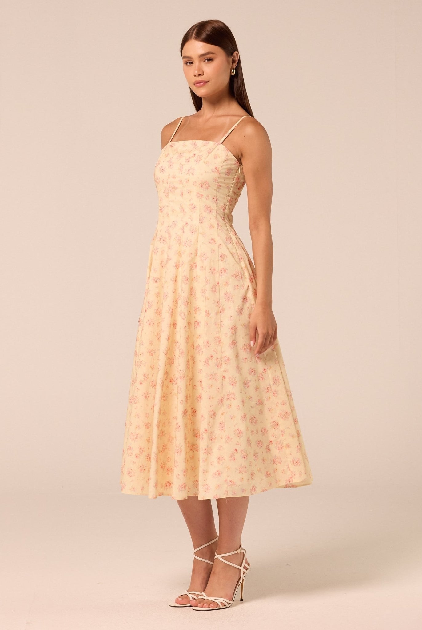 Printed Spaghetti Strap Midi Dress - shopaleena