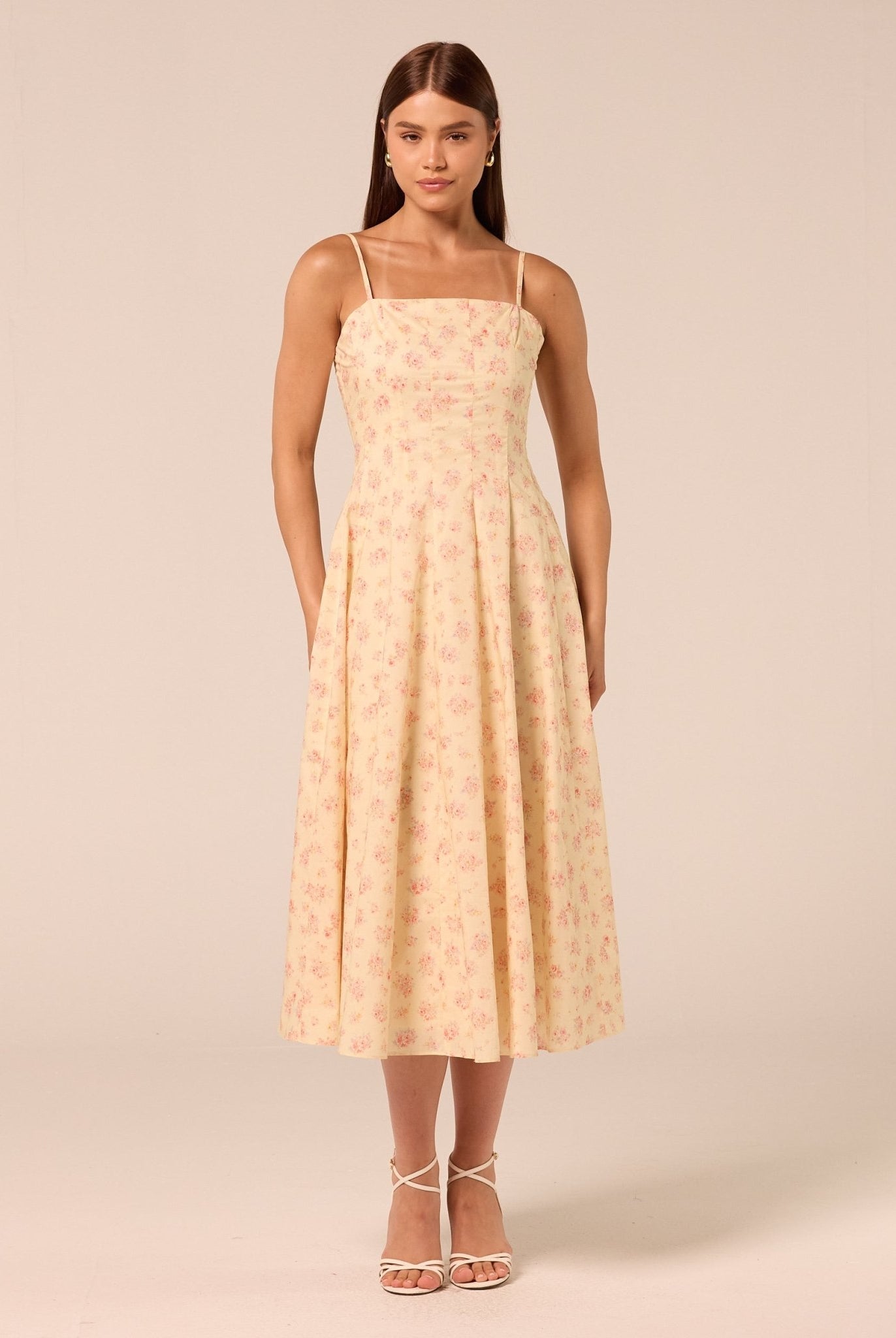 Printed Spaghetti Strap Midi Dress - shopaleena