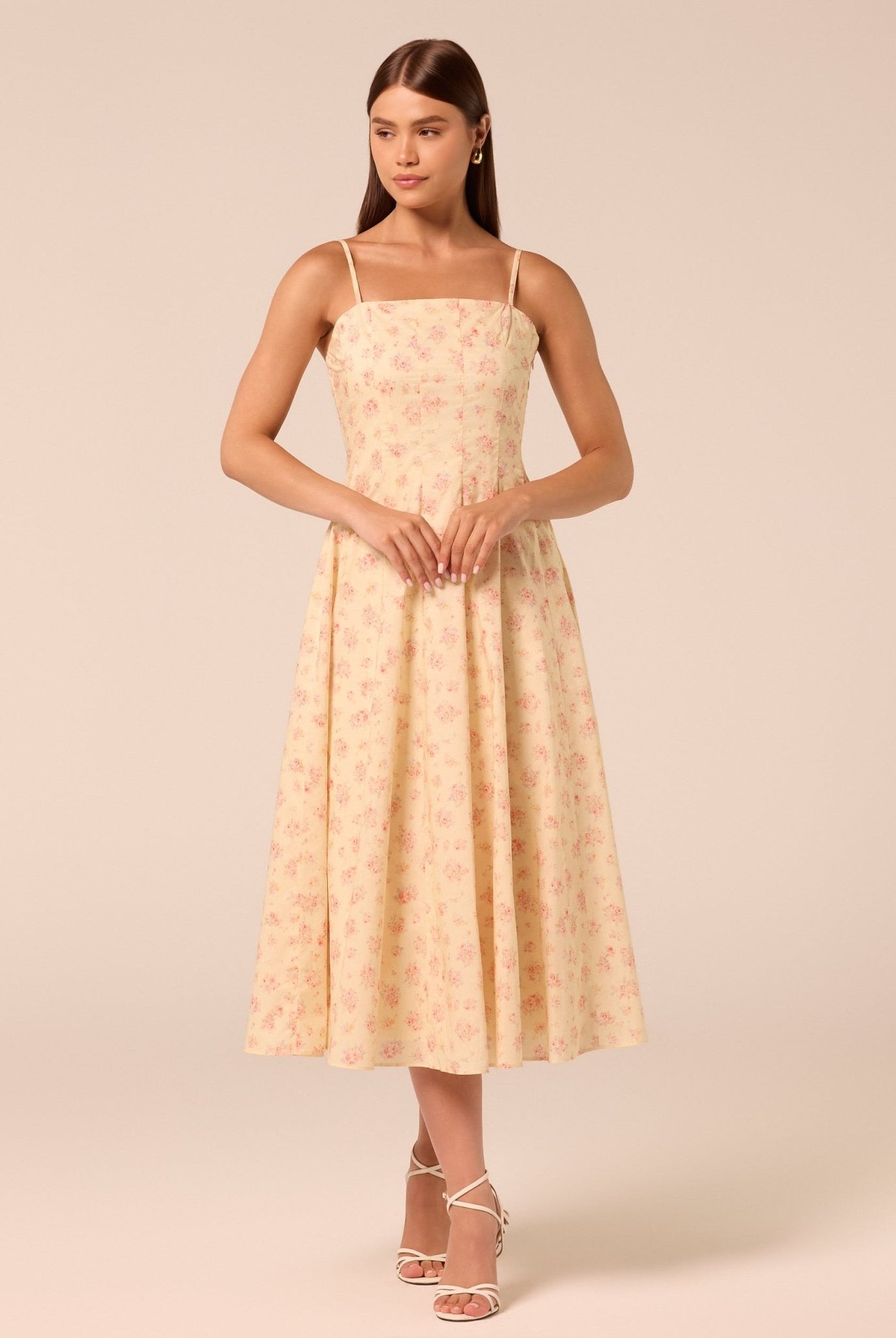 Printed Spaghetti Strap Midi Dress - shopaleena