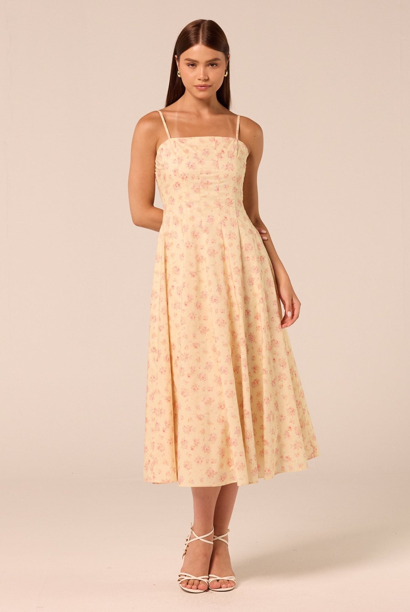Printed Spaghetti Strap Midi Dress - shopaleena