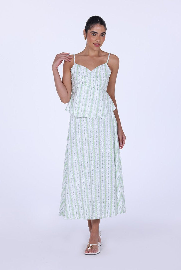 Printed Twill A - Line Skirt - shopaleena