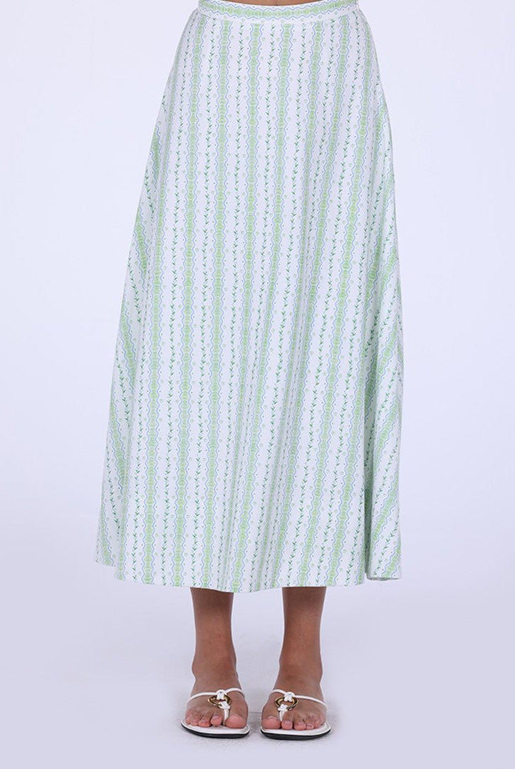 Printed Twill A - Line Skirt - shopaleena
