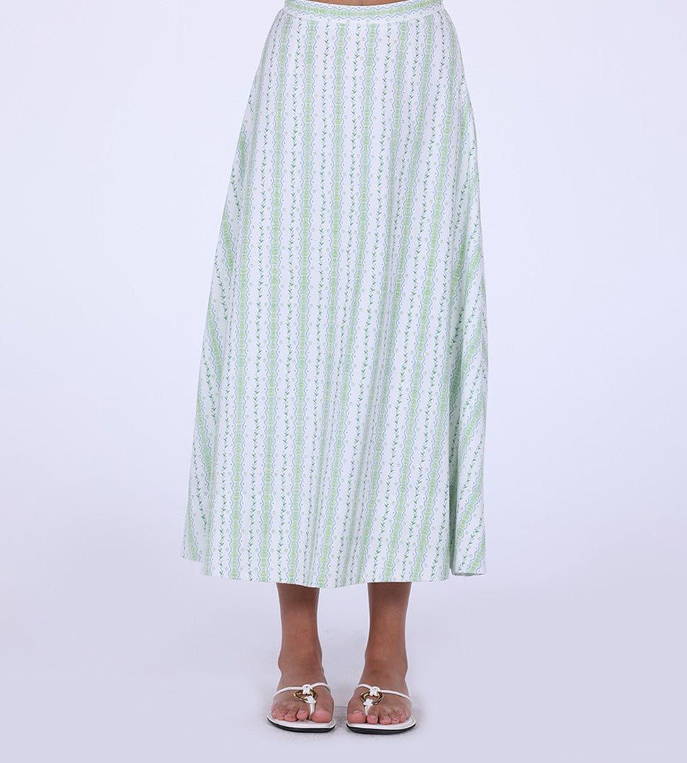 Printed Twill A - Line Skirt - shopaleena
