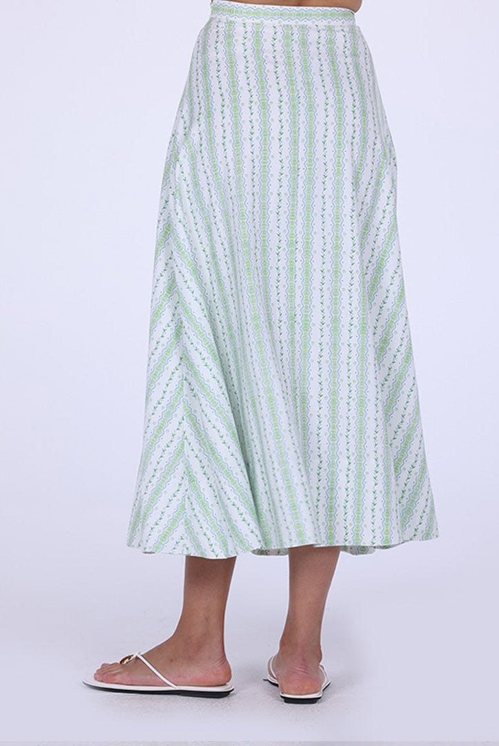 Printed Twill A - Line Skirt - shopaleena