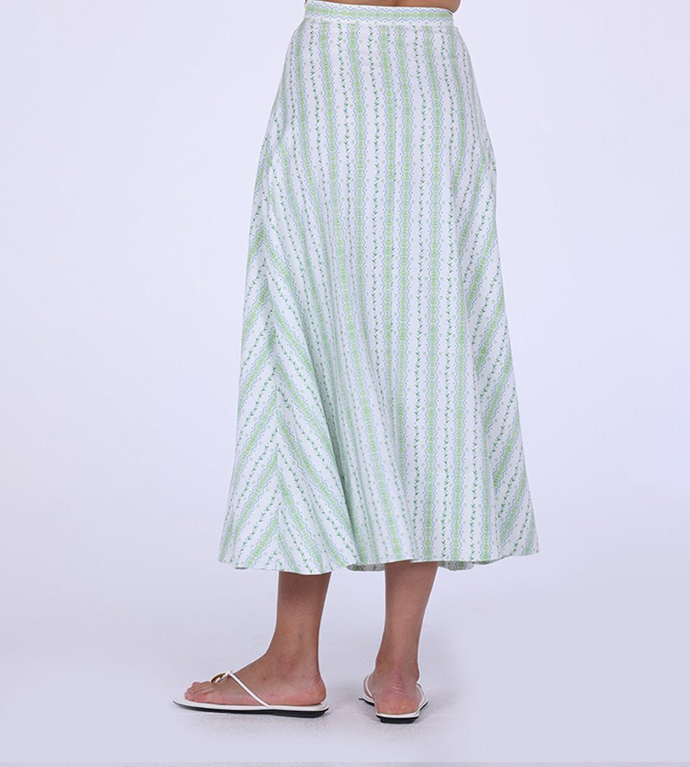 Printed Twill A - Line Skirt - shopaleena