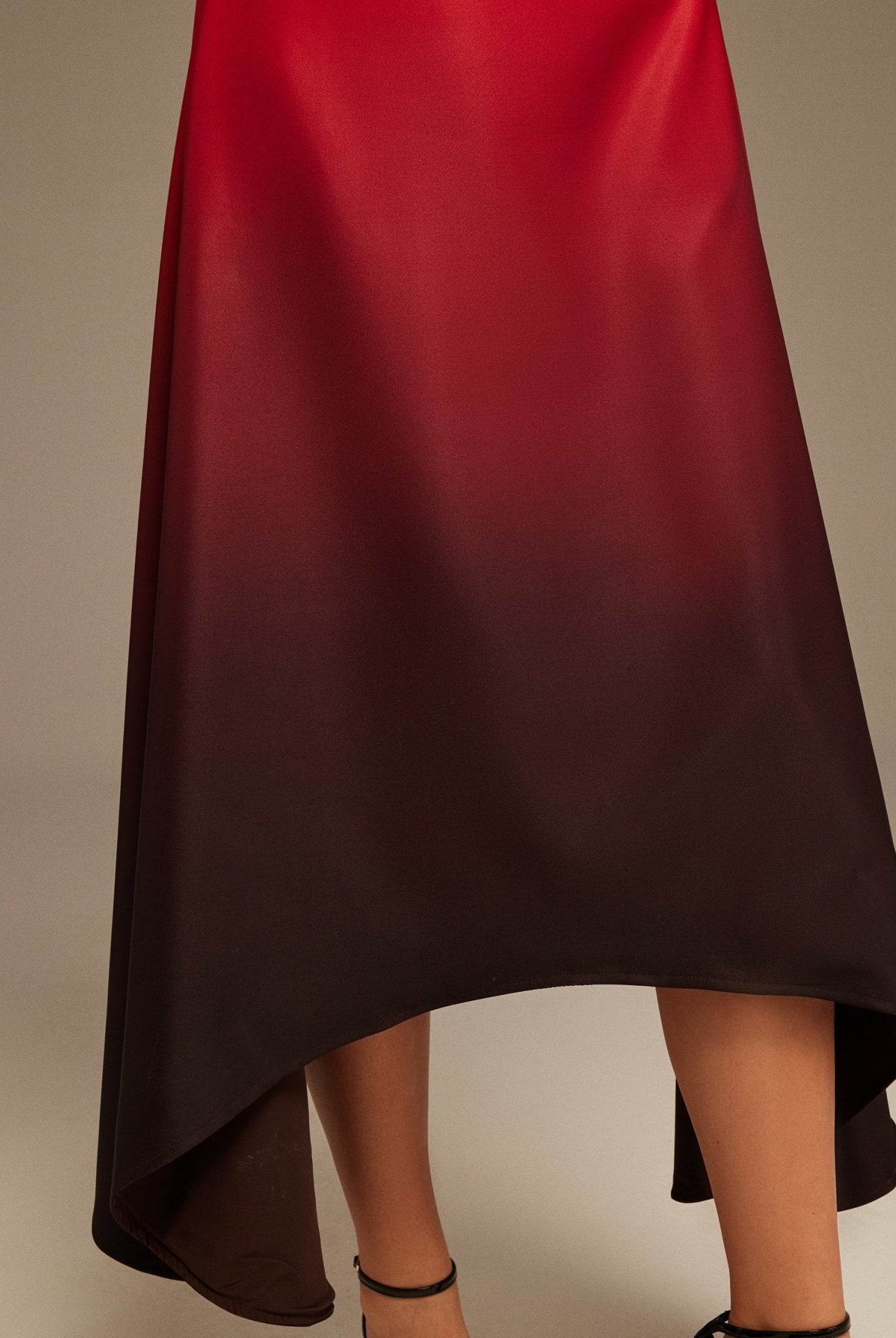 Puff Short Sleeve Crepe Asymmetrical Midi Dress - shopaleena