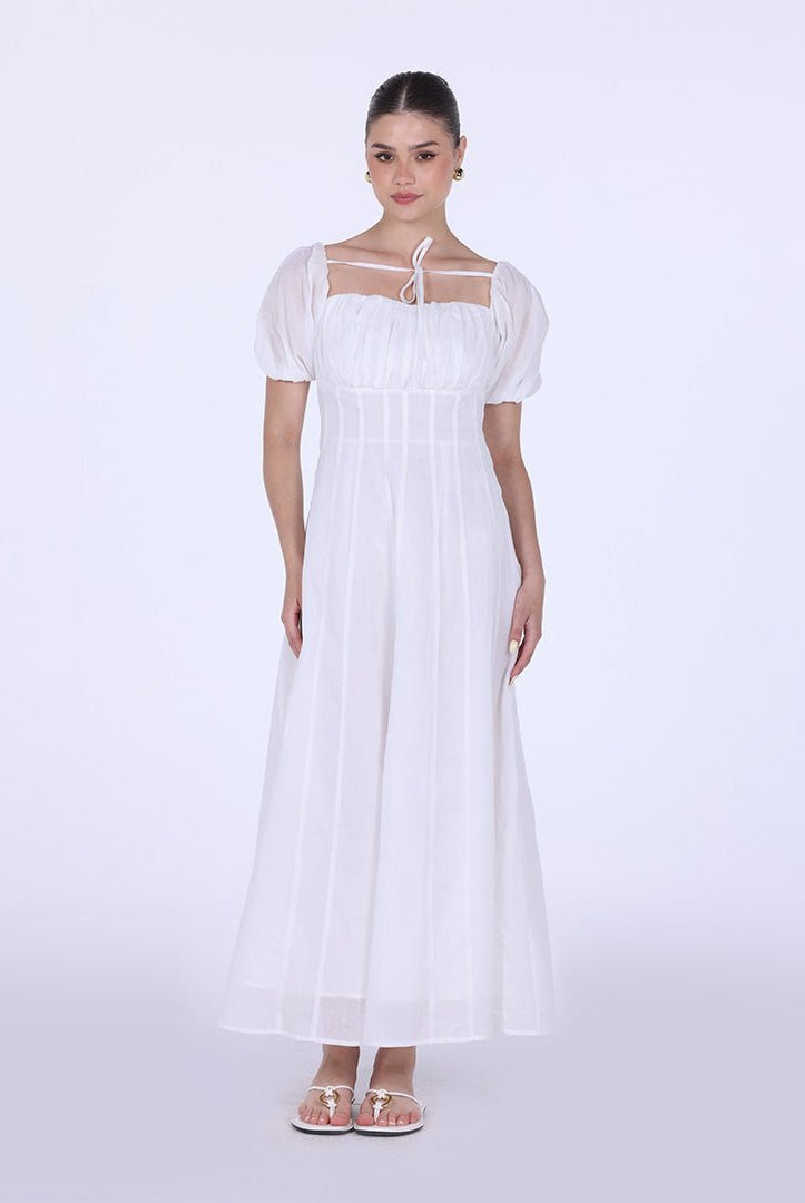 Puff Short Sleeve Maxi Dress - shopaleena