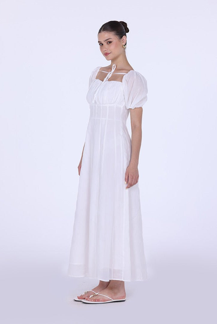 Puff Short Sleeve Maxi Dress - shopaleena