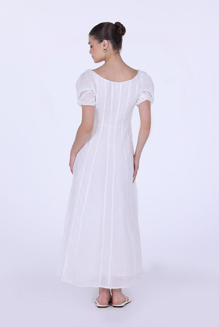 Puff Short Sleeve Maxi Dress - shopaleena