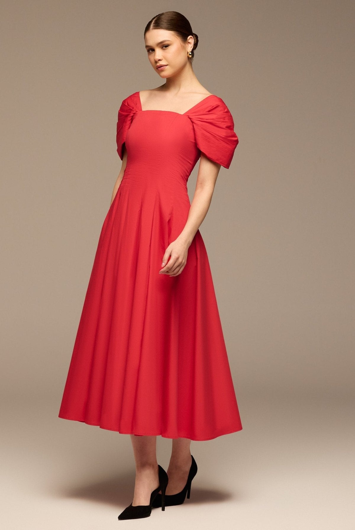 Puff Sleeve Cotton Maxi Dress - shopaleena