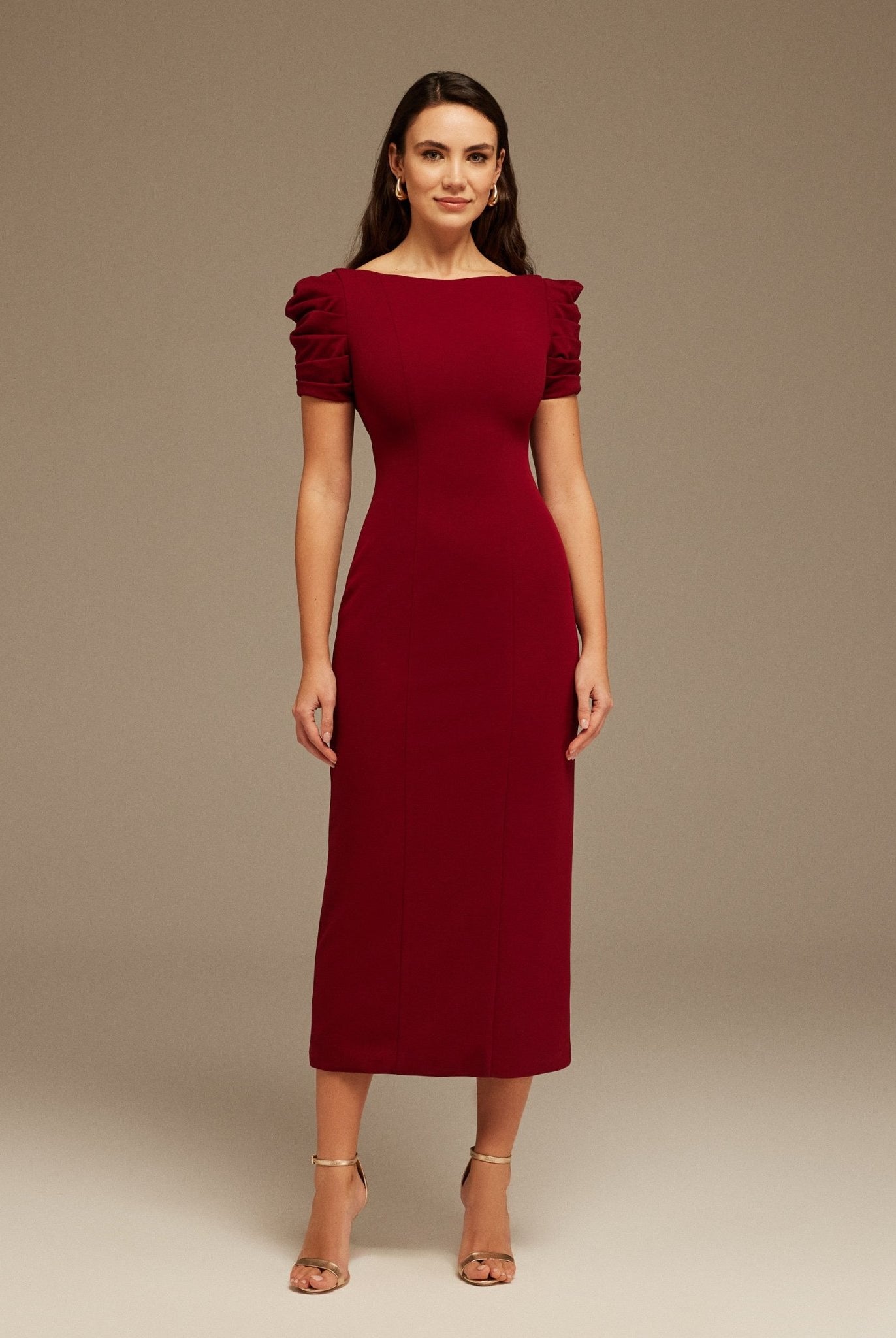 Puffy Short Sleeve Midi Dress - shopaleena