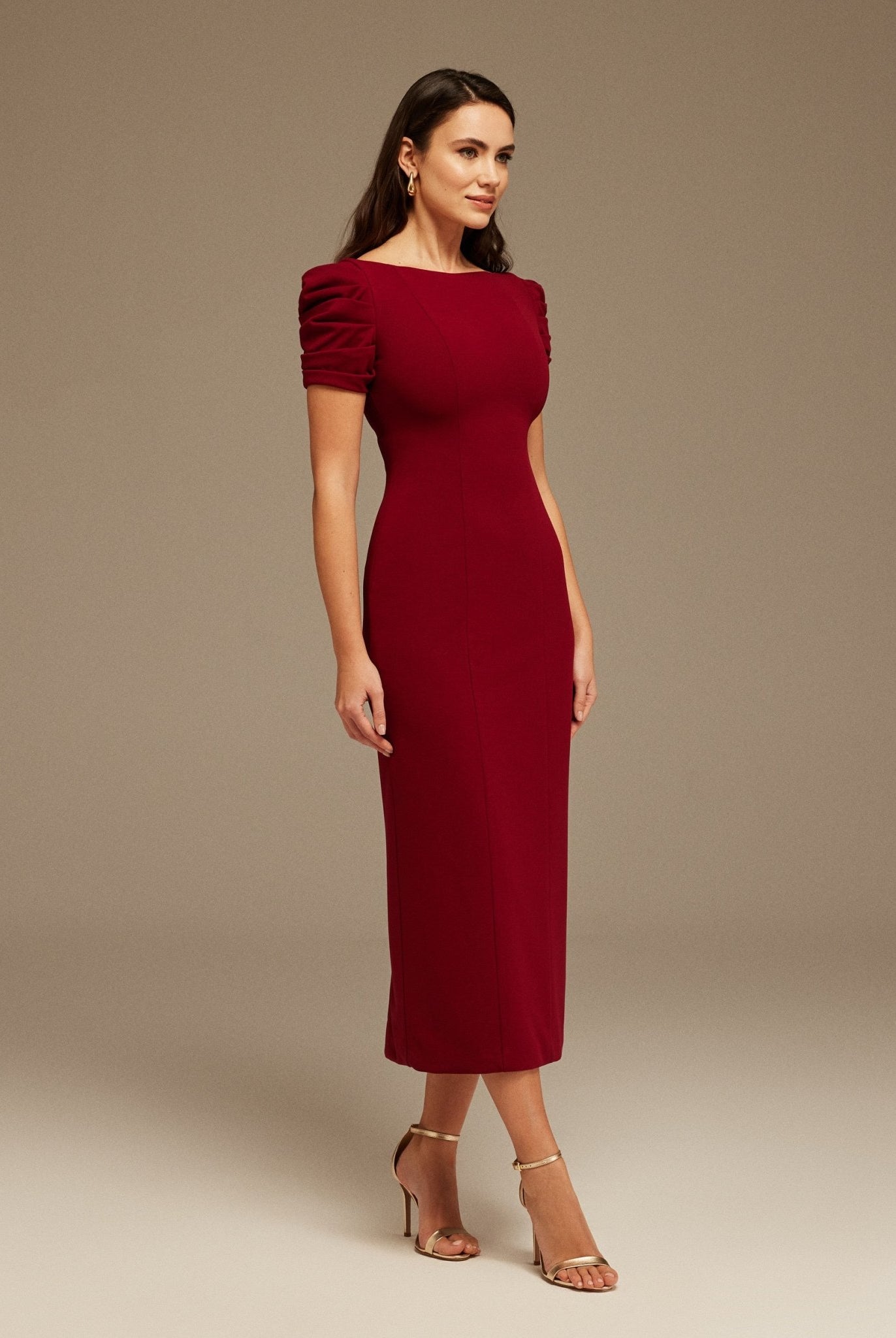 Puffy Short Sleeve Midi Dress - shopaleena