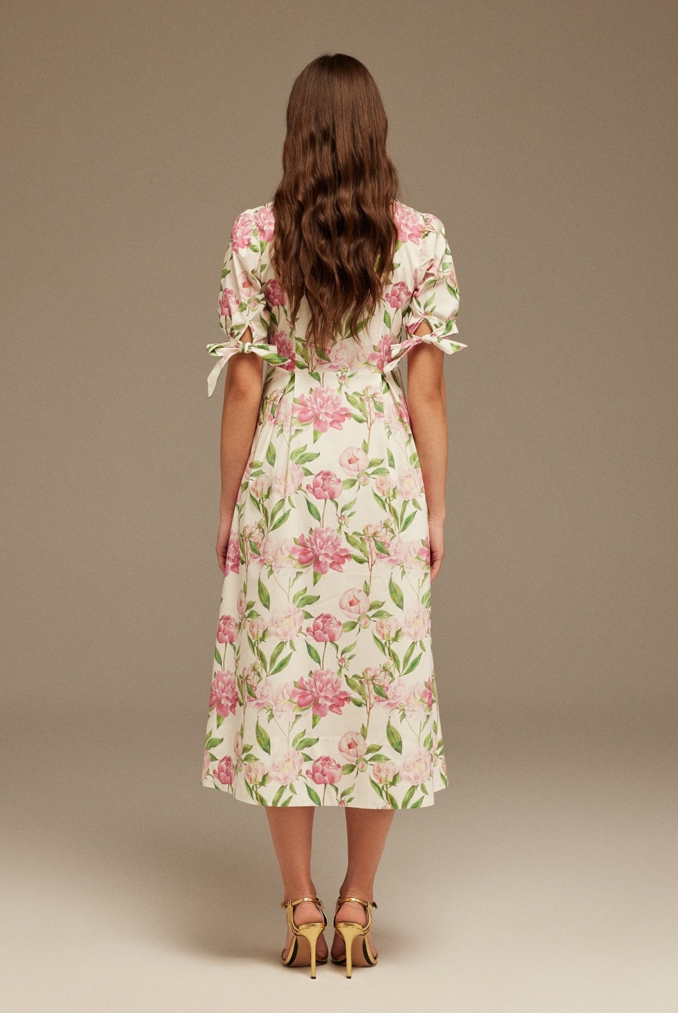 Puffy Sleeve Cotton Midi Dress - shopaleena