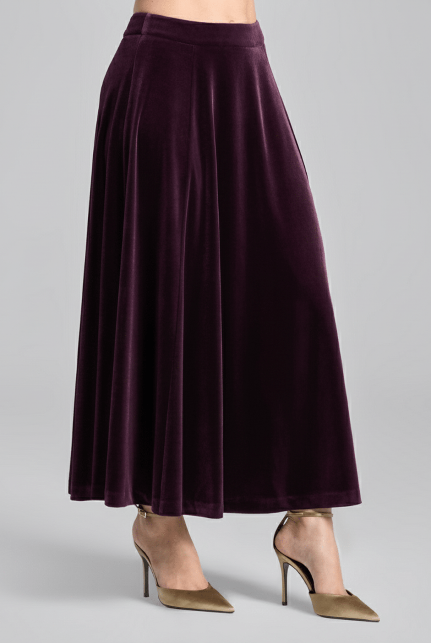 Purple A Line Velvet Midi Skirt - shopaleena