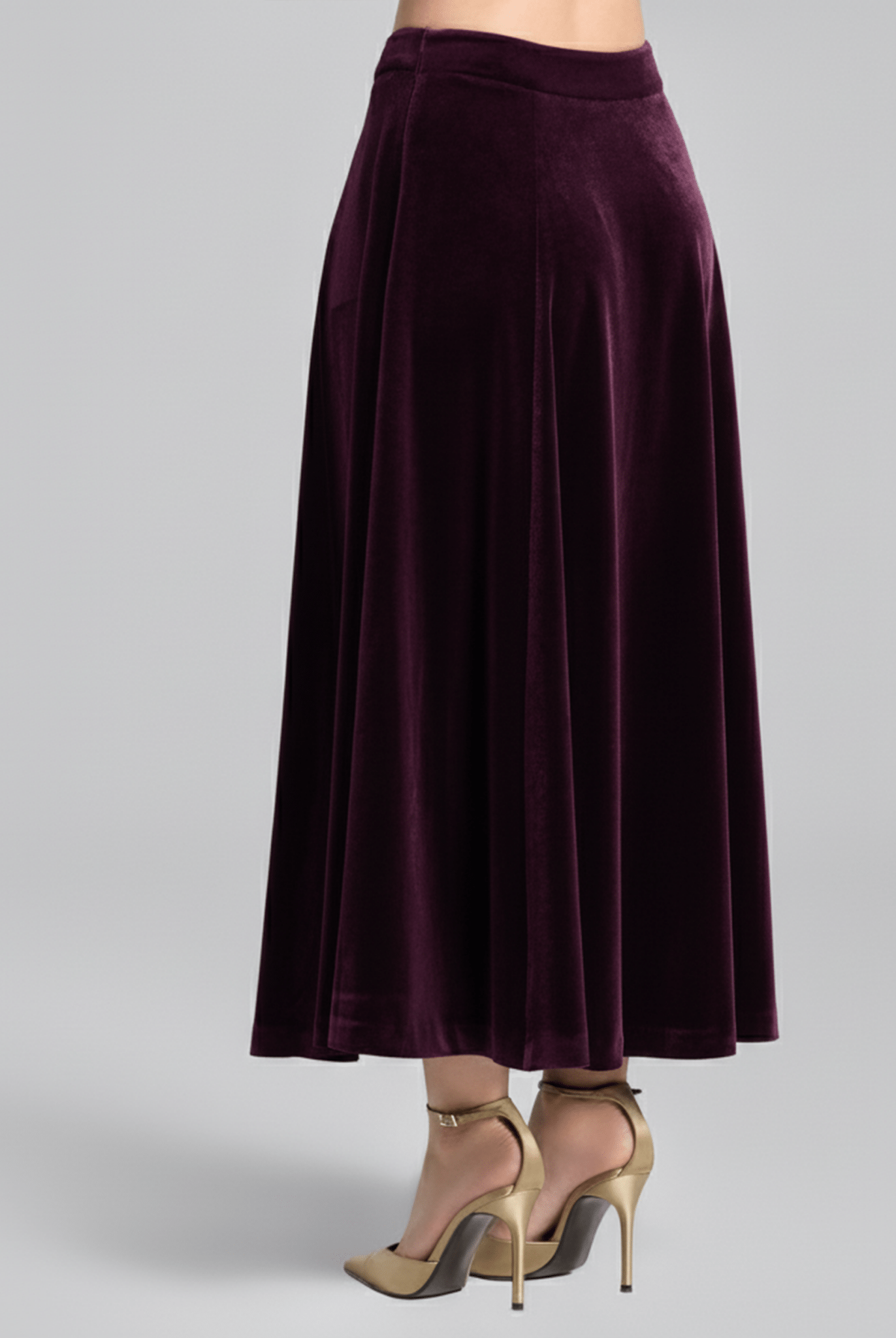Purple A Line Velvet Midi Skirt - shopaleena