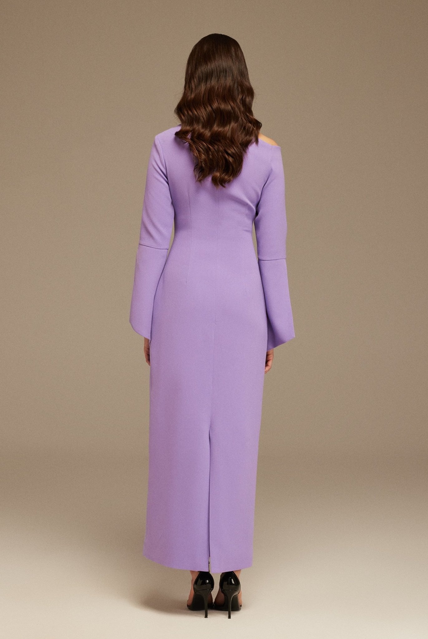 Purple Asymmetric Neck Flared Long Sleeve - shopaleena