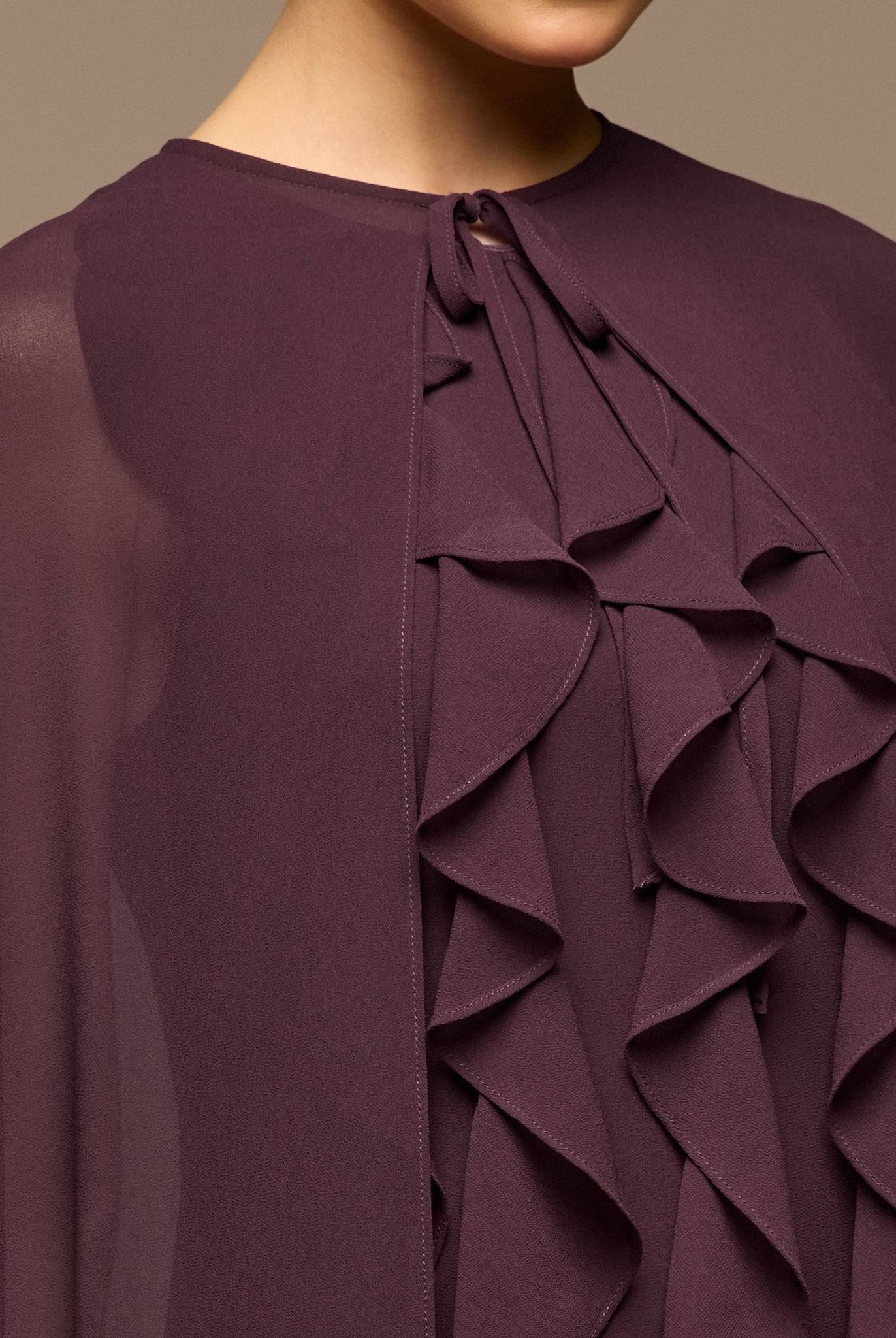 Purple Chiffon Ruffle Maxi Dress - shopaleena