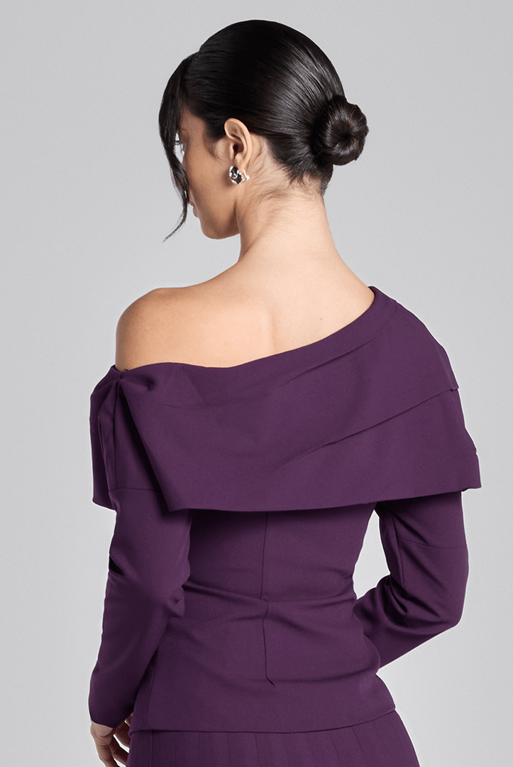 Purple Dropped Shoulder Long Sleeve Top - shopaleena