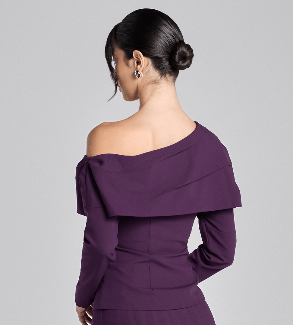 Purple Dropped Shoulder Long Sleeve Top - shopaleena