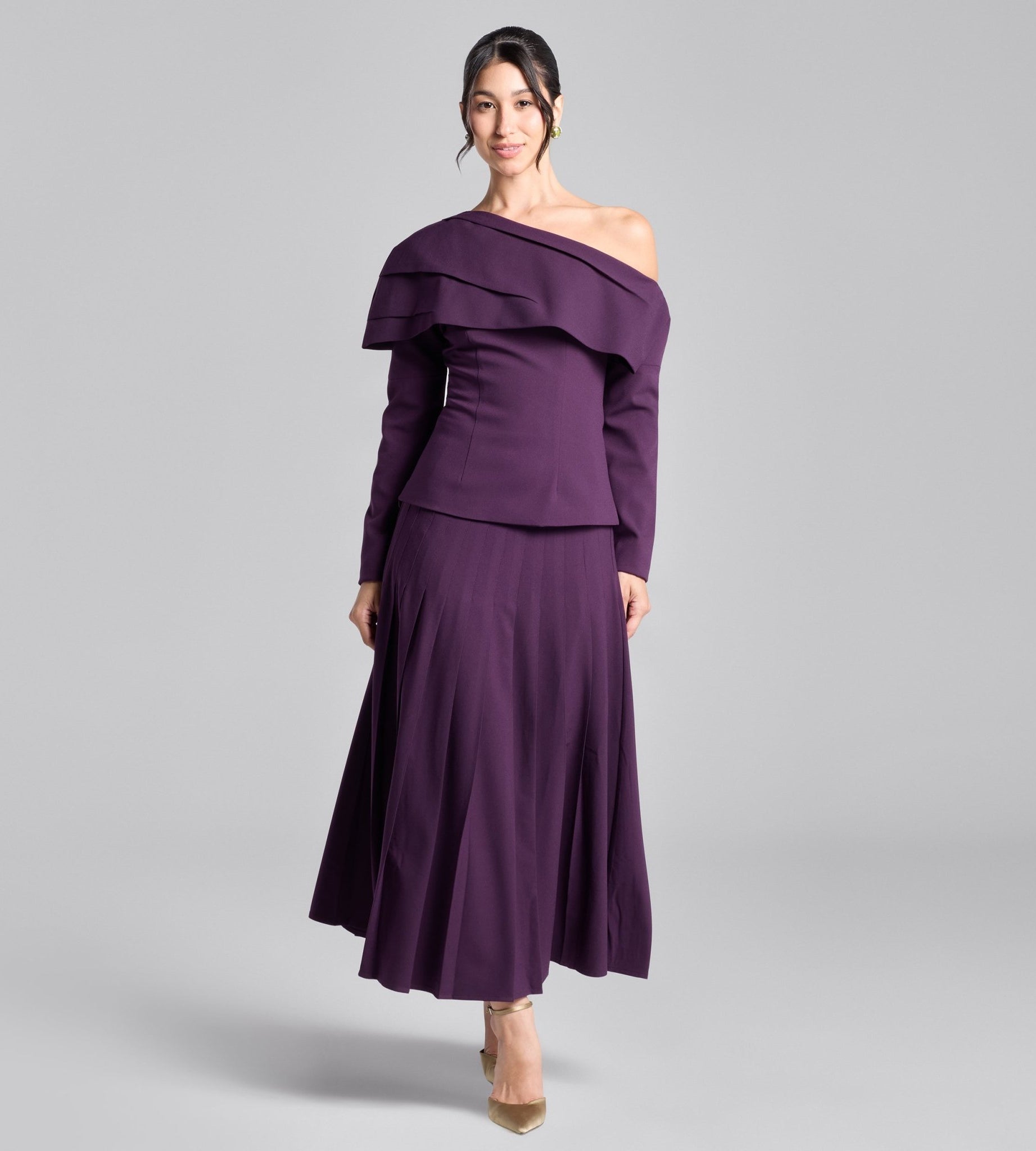 Purple Dropped Shoulder Long Sleeve Top - shopaleena