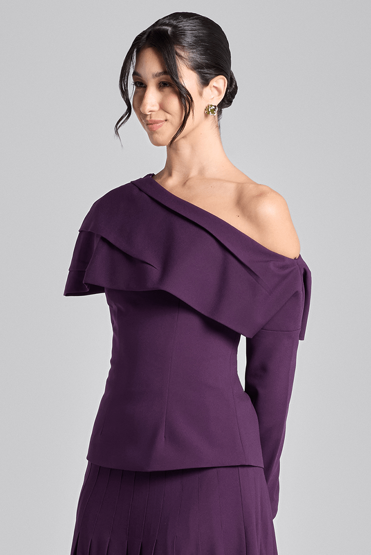 Purple Dropped Shoulder Long Sleeve Top - shopaleena