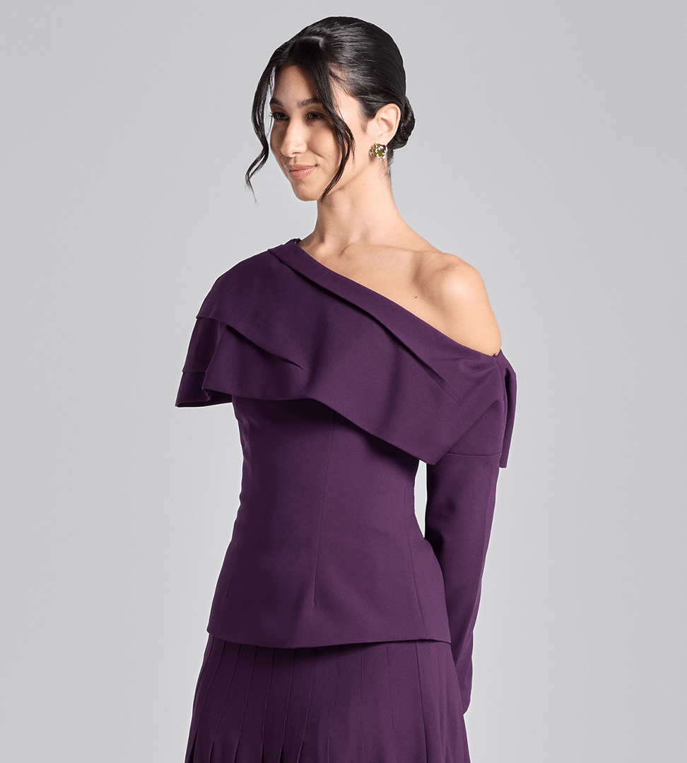 Purple Dropped Shoulder Long Sleeve Top - shopaleena