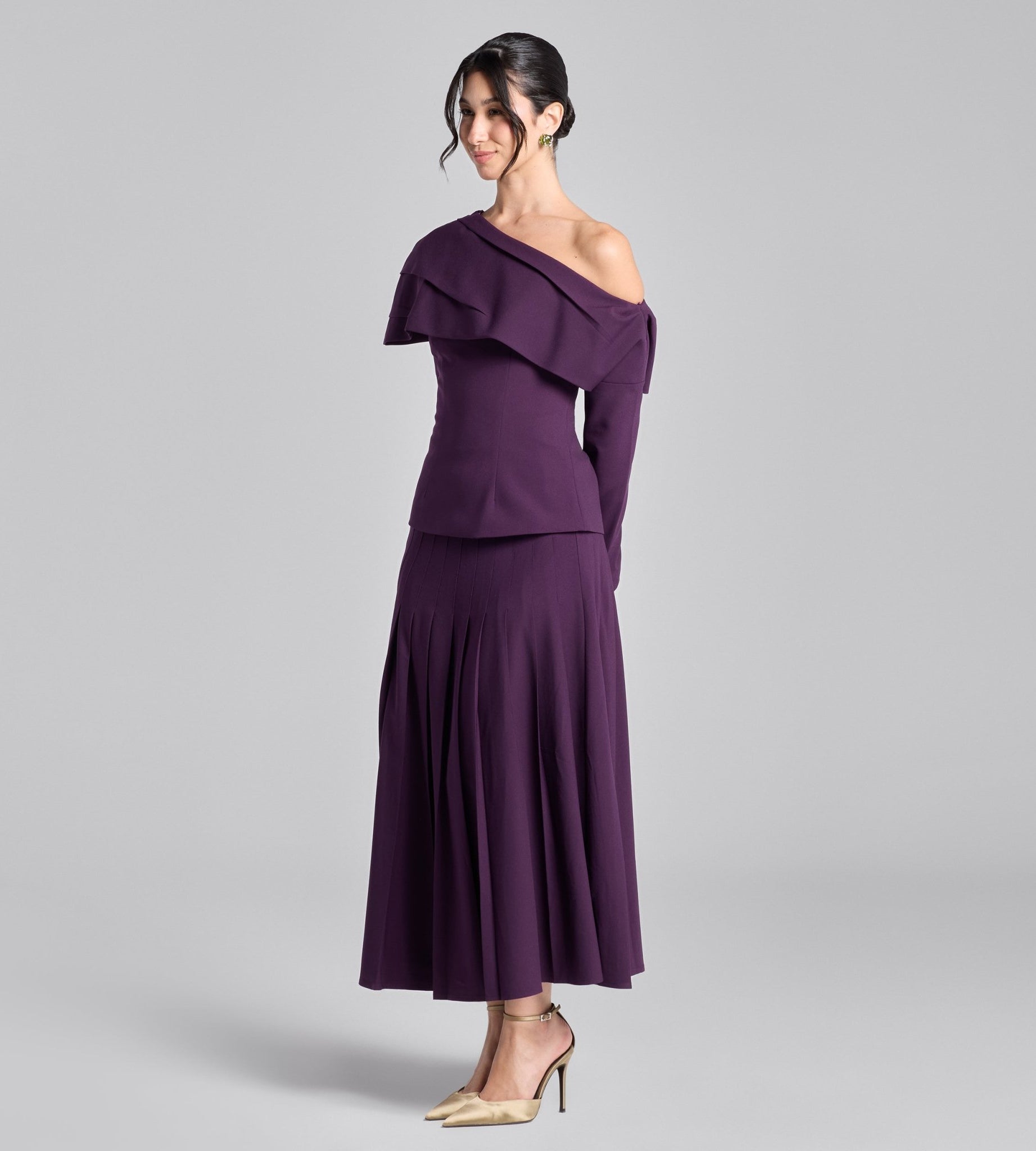 Purple Dropped Shoulder Long Sleeve Top - shopaleena