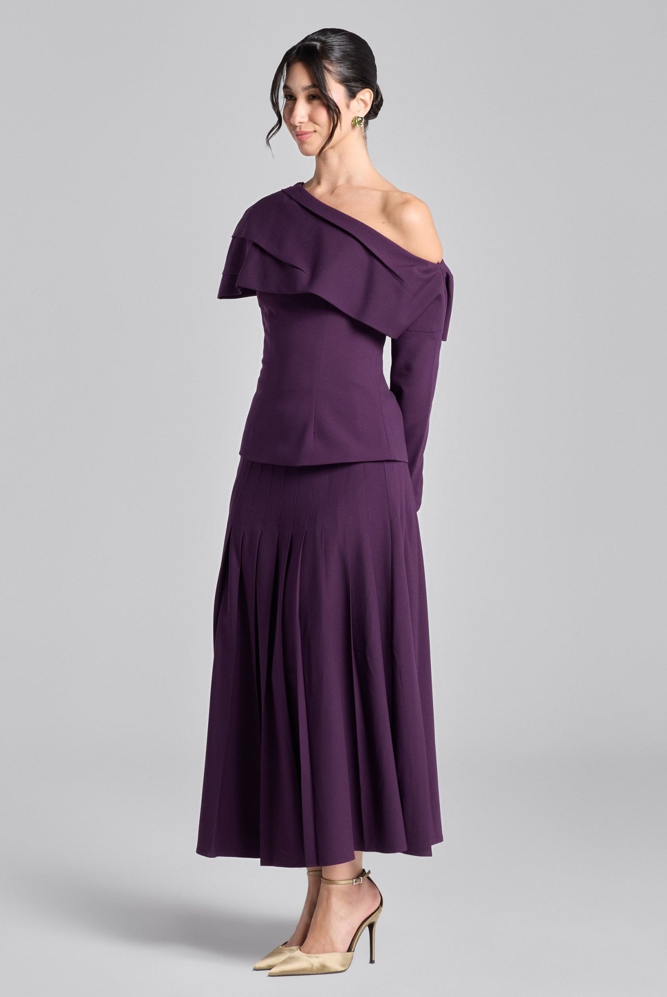 Purple Dropped Shoulder Long Sleeve Top - shopaleena