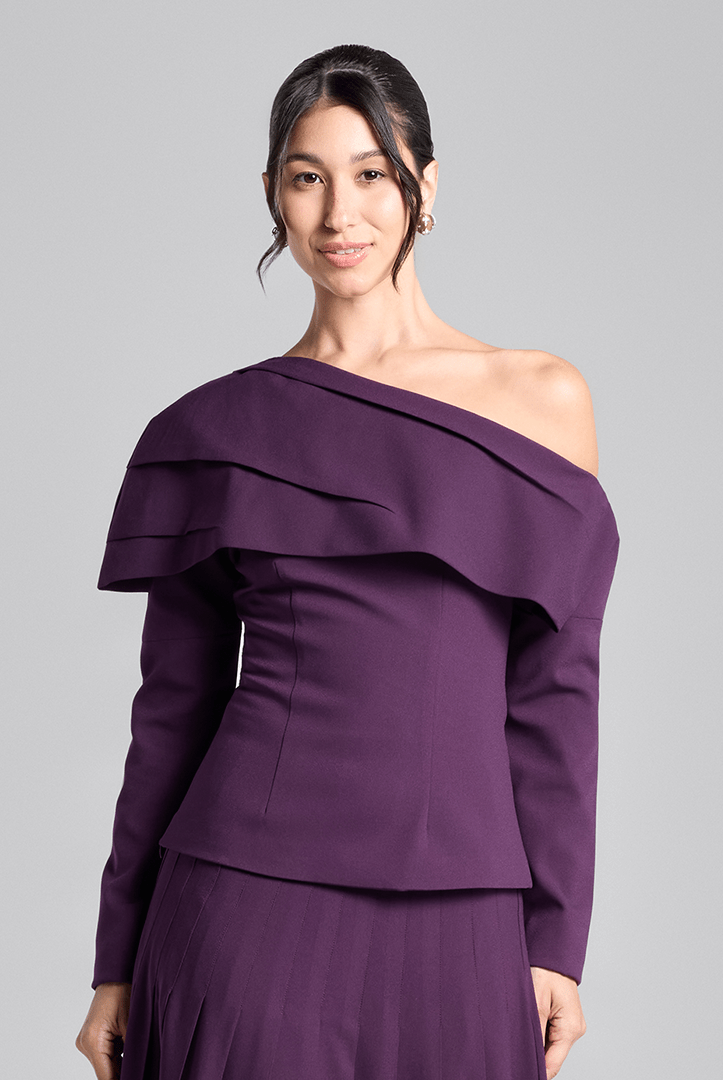 Purple Dropped Shoulder Long Sleeve Top - shopaleena