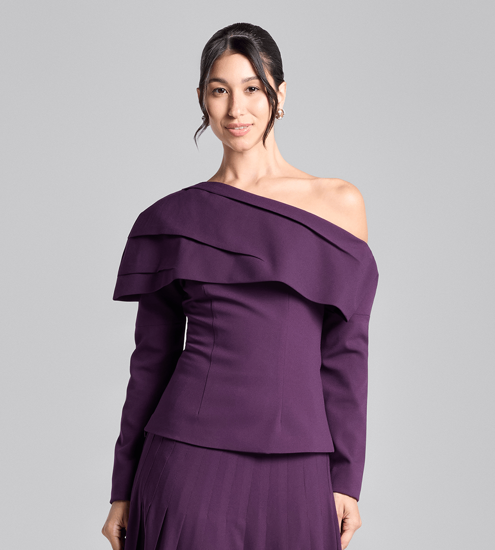 Purple Dropped Shoulder Long Sleeve Top - shopaleena