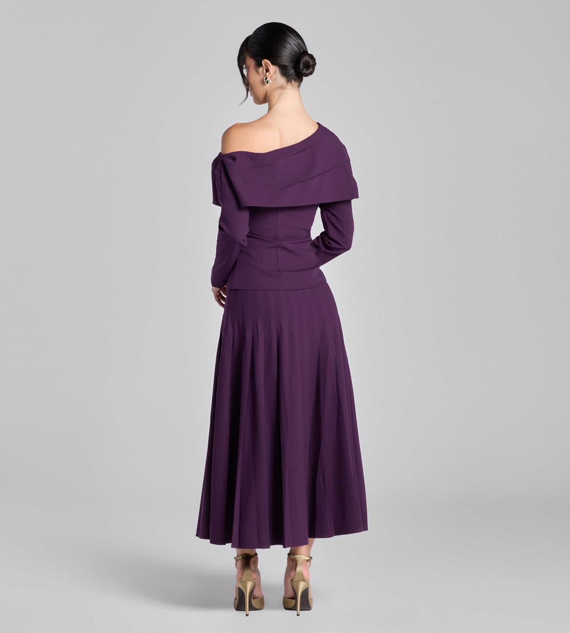 Purple Dropped Shoulder Long Sleeve Top - shopaleena