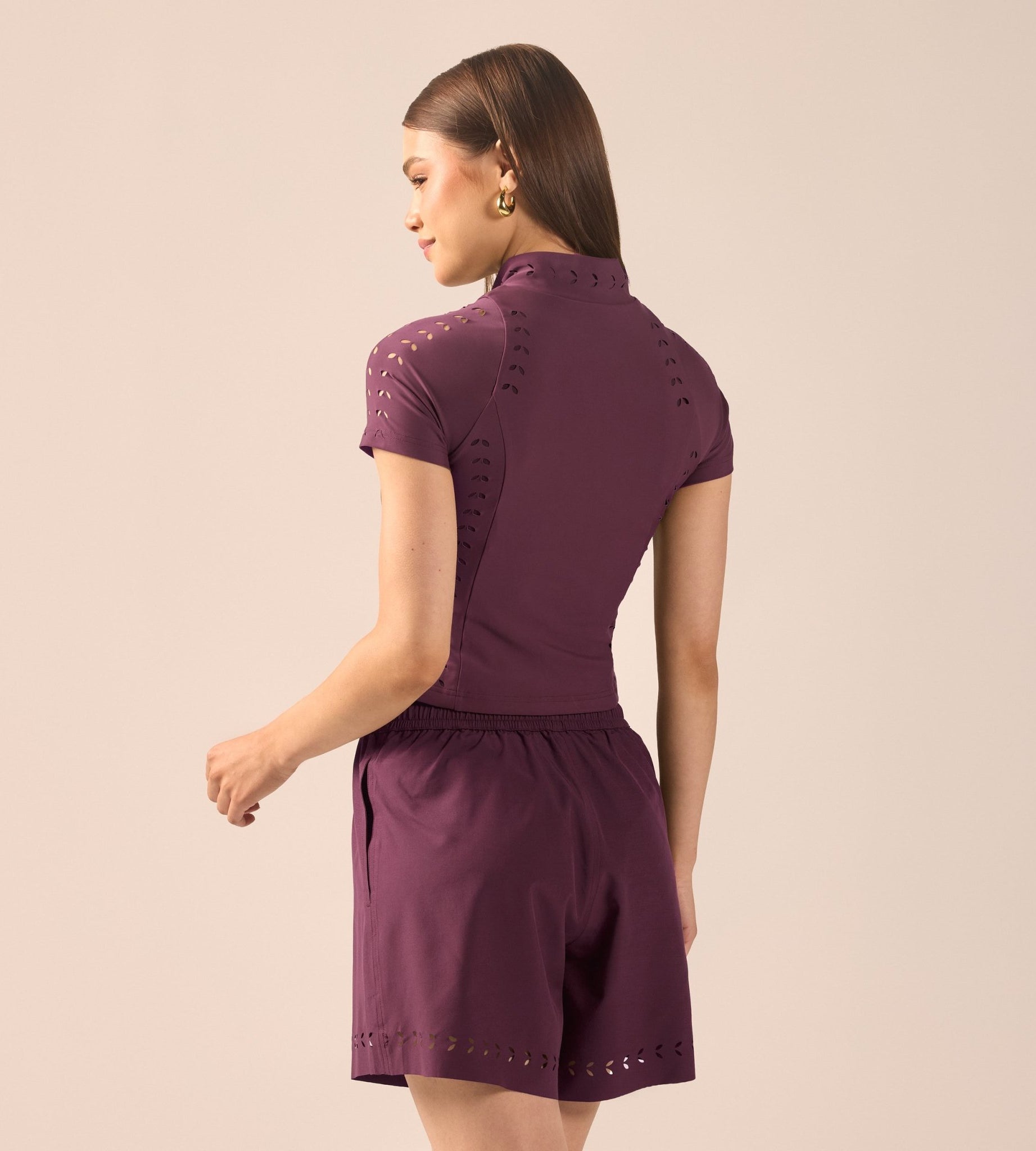 Purple Front Zipper Swim Top - shopaleena