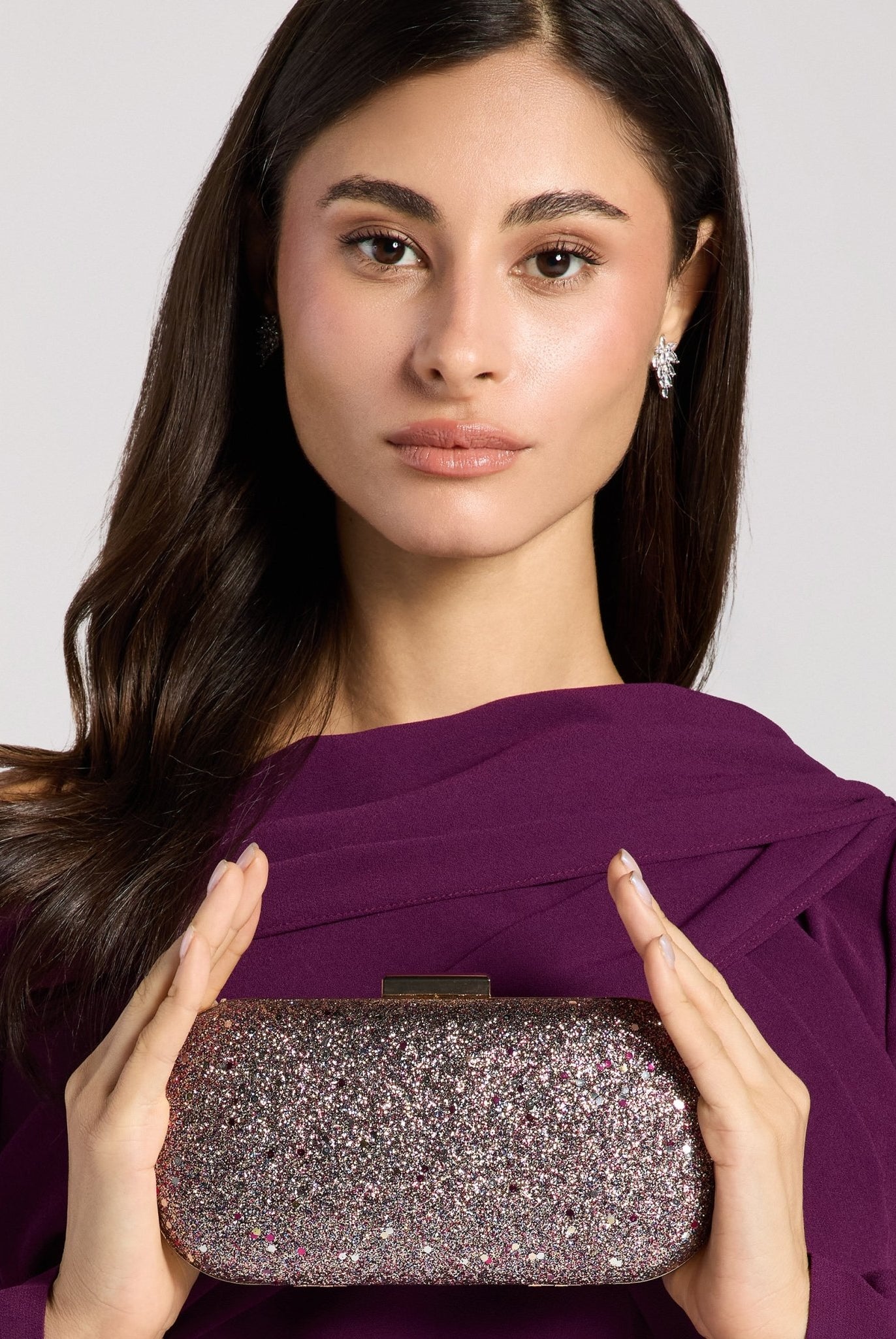 Purple Glitter Clutch - shopaleena