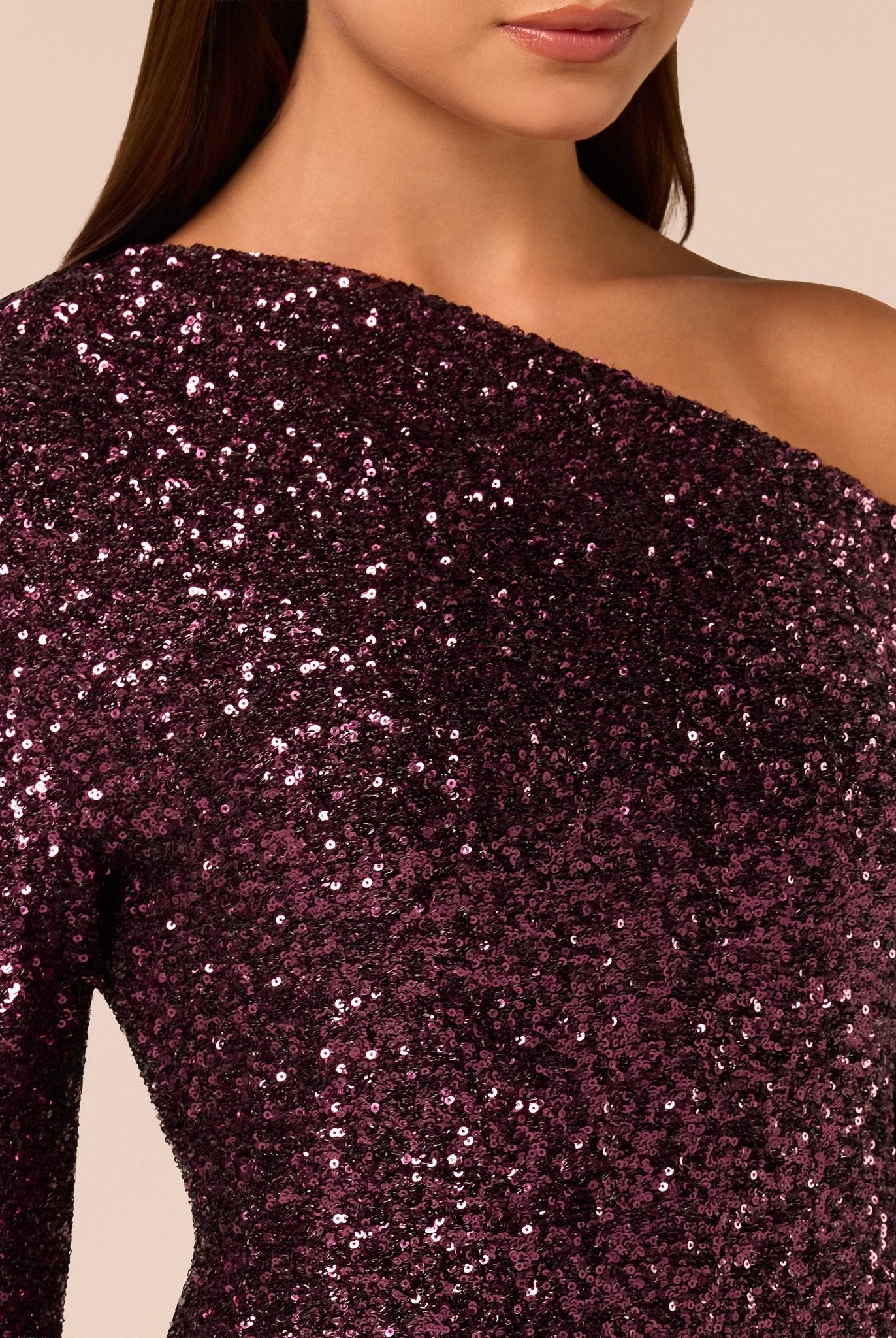 Purple Long-Sleeve Sequin Maxi Dress - shopaleena