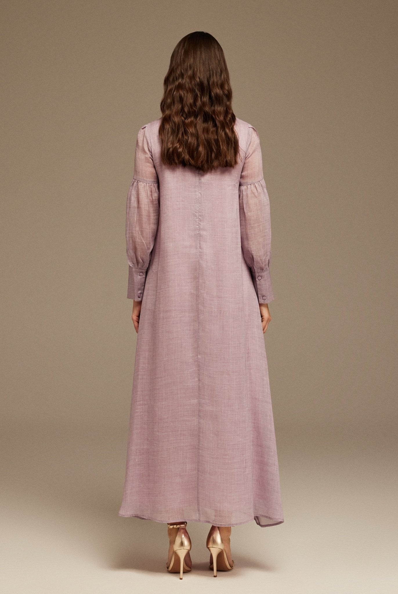 Purple Long Sleeve With Neck Bow Dress - shopaleena