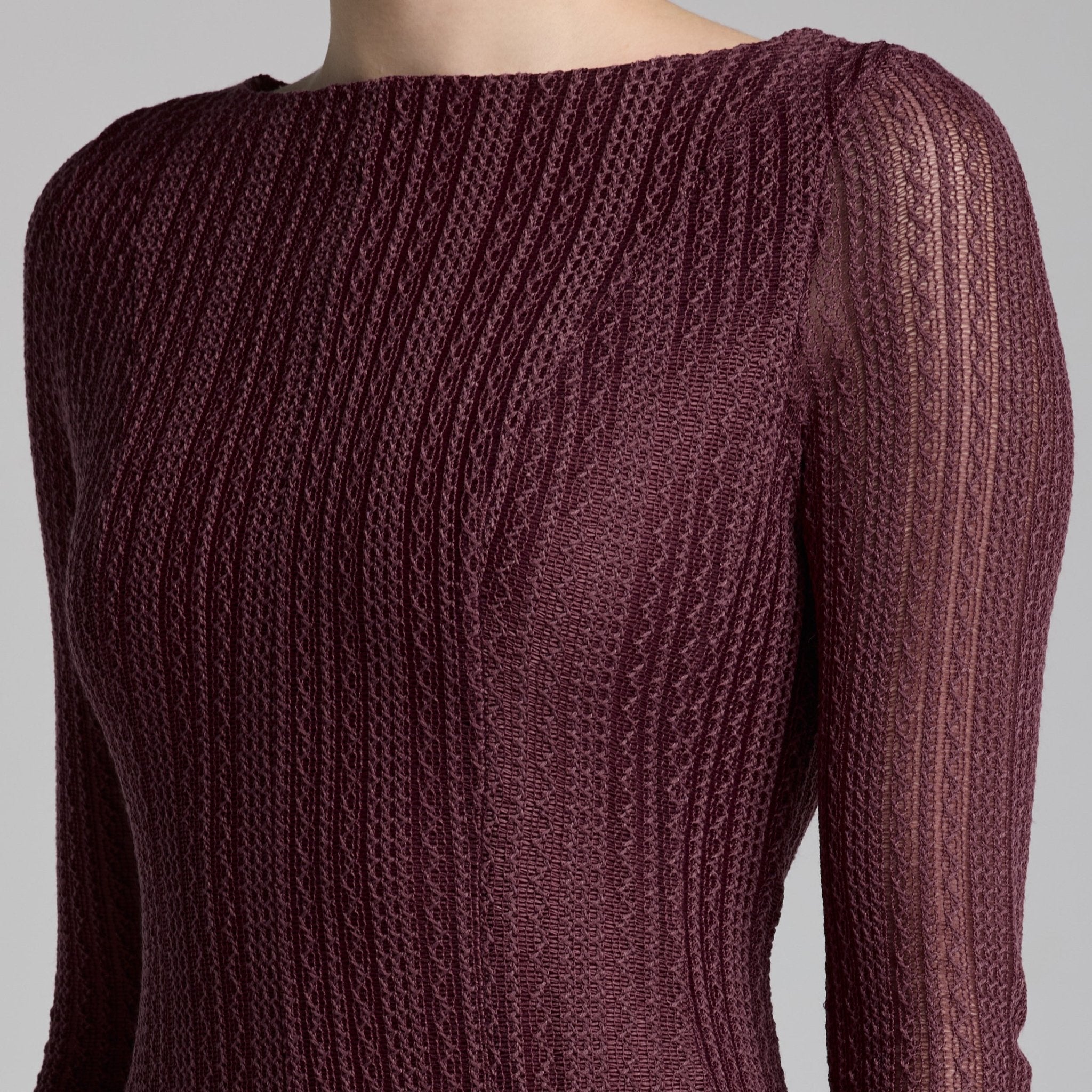 Purple Long Sleeves Godet Maxi Dress - shopaleena