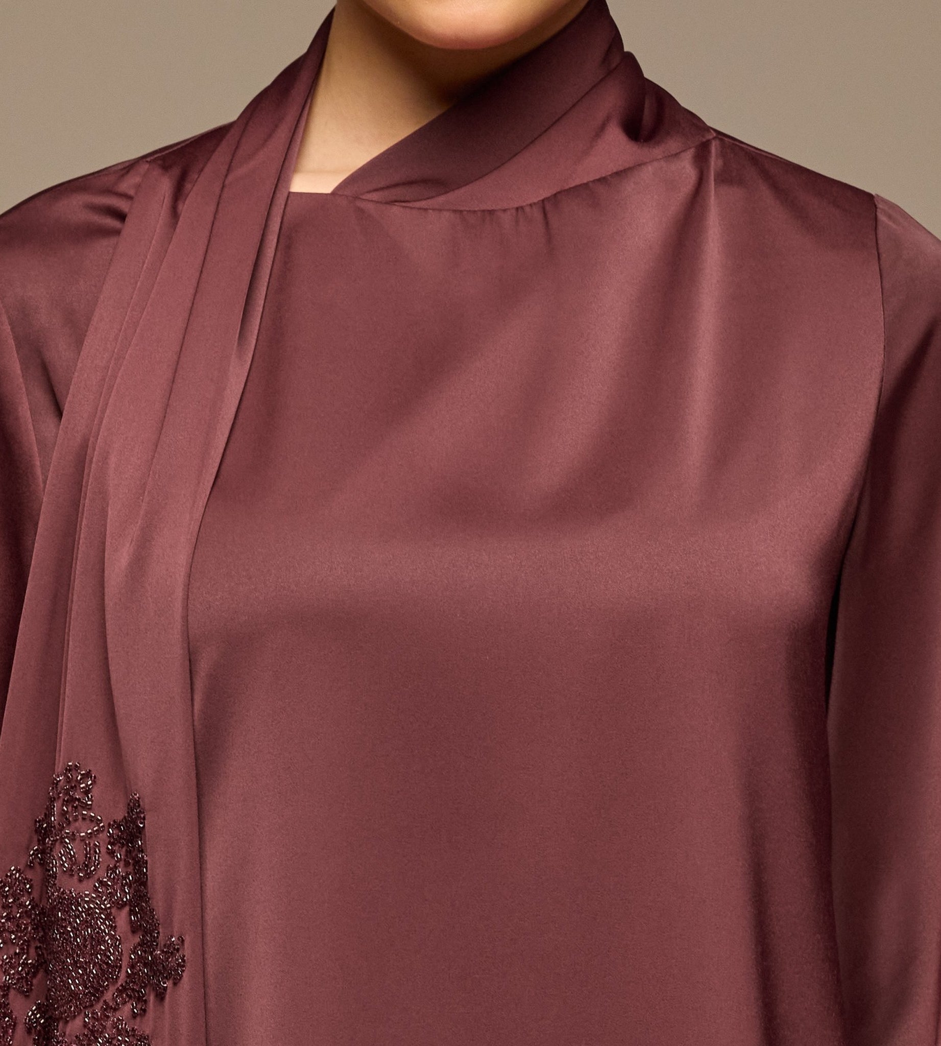 Purple Loose Fit Long Sleeve Satin Blous - shopaleena