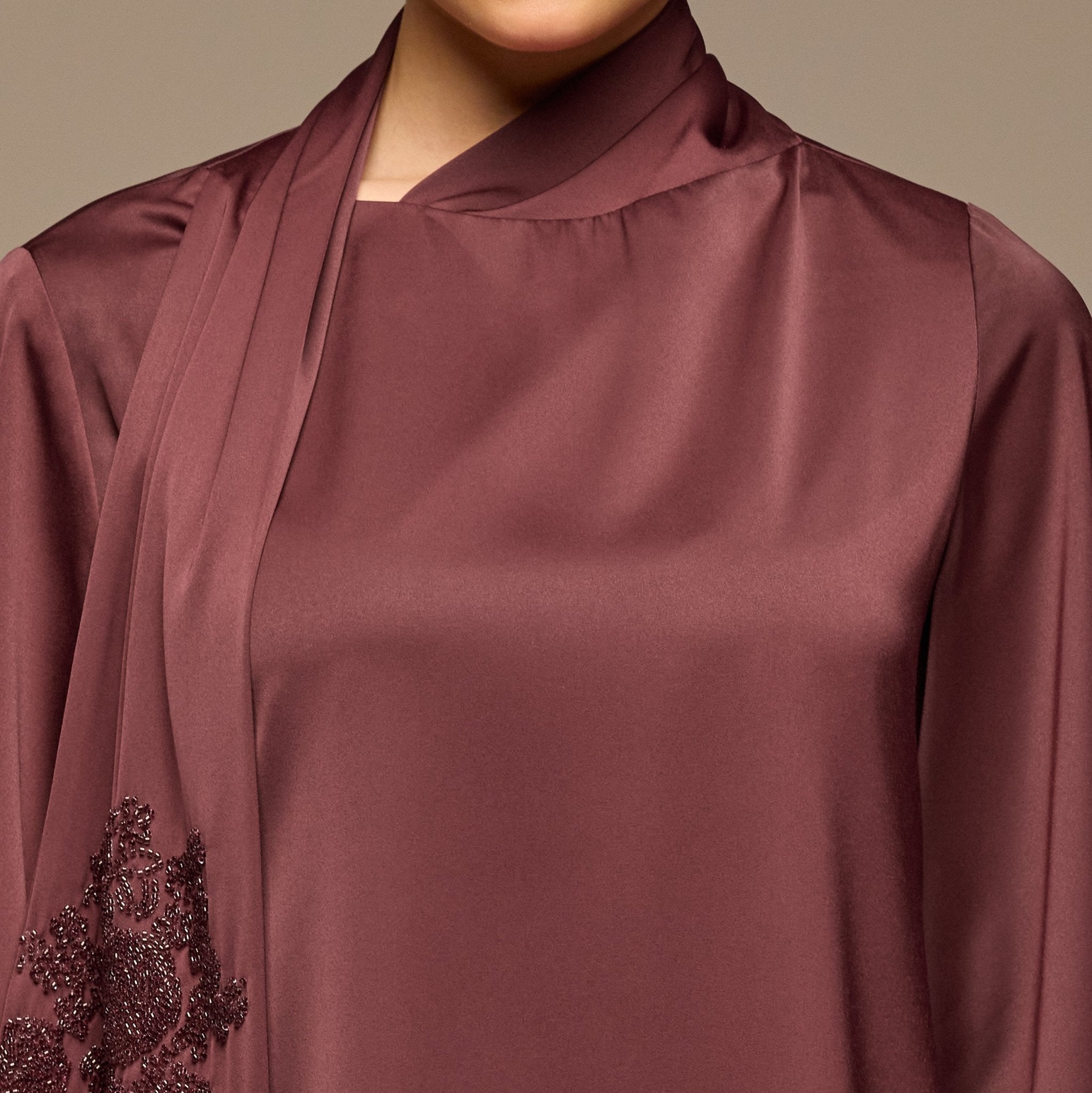 Purple Loose Fit Long Sleeve Satin Blous - shopaleena