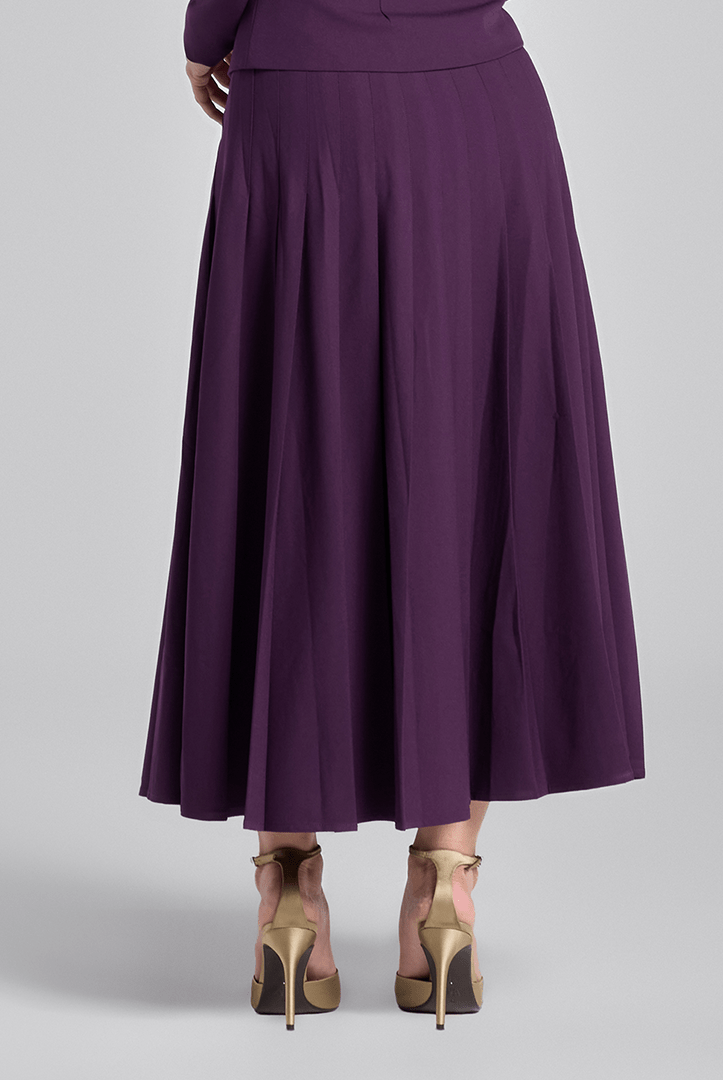 Purple Pleated Crepe Maxi Skirt - shopaleena