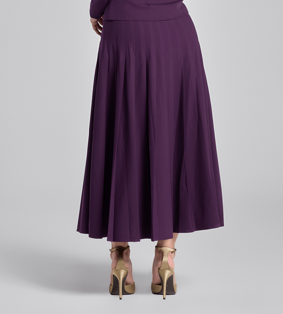 Purple Pleated Crepe Maxi Skirt - shopaleena