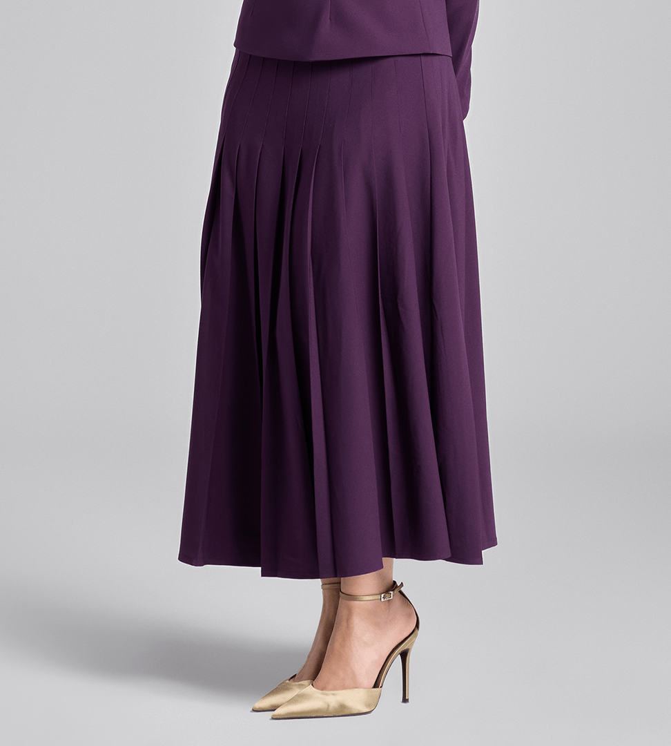 Purple Pleated Crepe Maxi Skirt - shopaleena