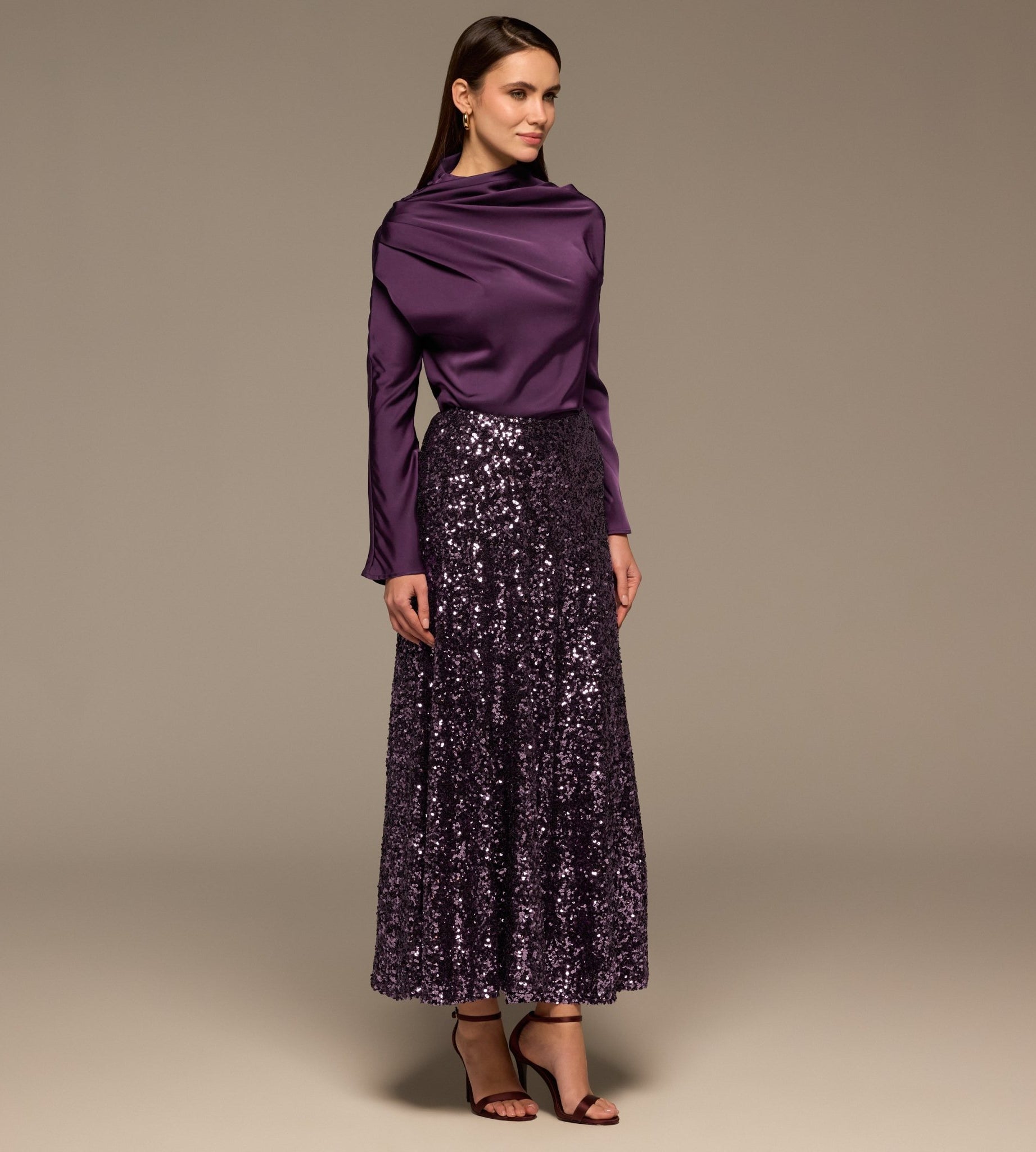 Purple Sequin Maxi Skirt - shopaleena