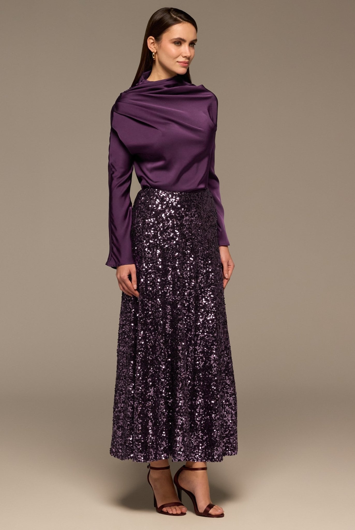 Purple Sequin Maxi Skirt - shopaleena
